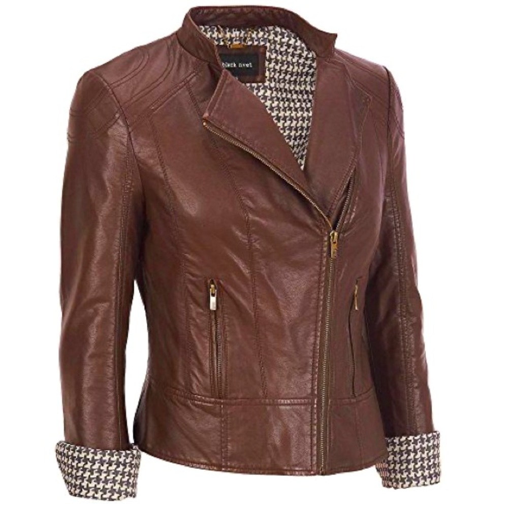 Black Rivet Faux Leather Moto Jacket